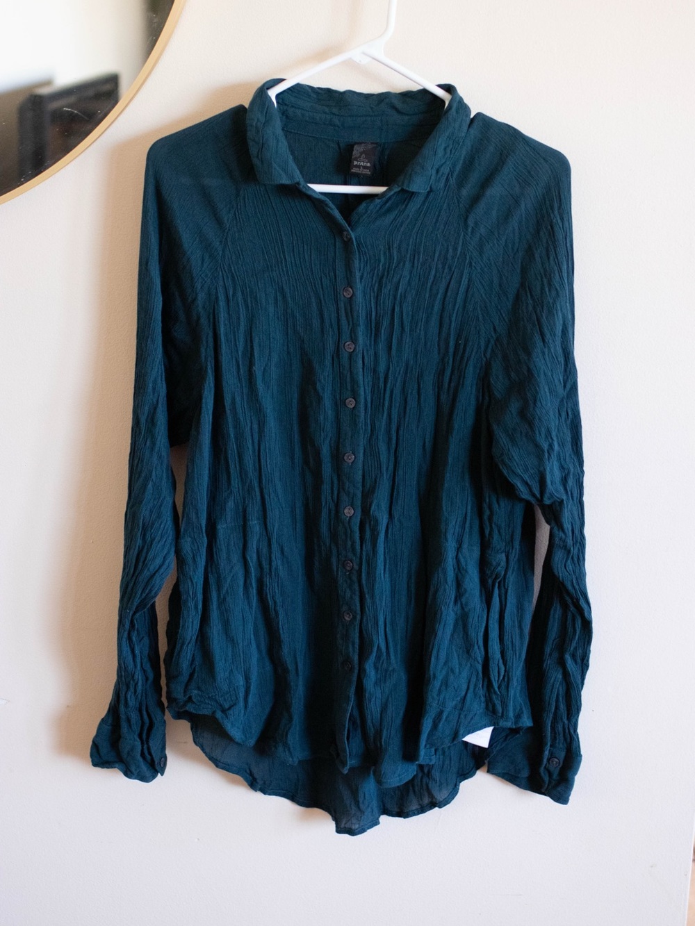 Prana Blue/Teal Lightweight Button-Up Blouse